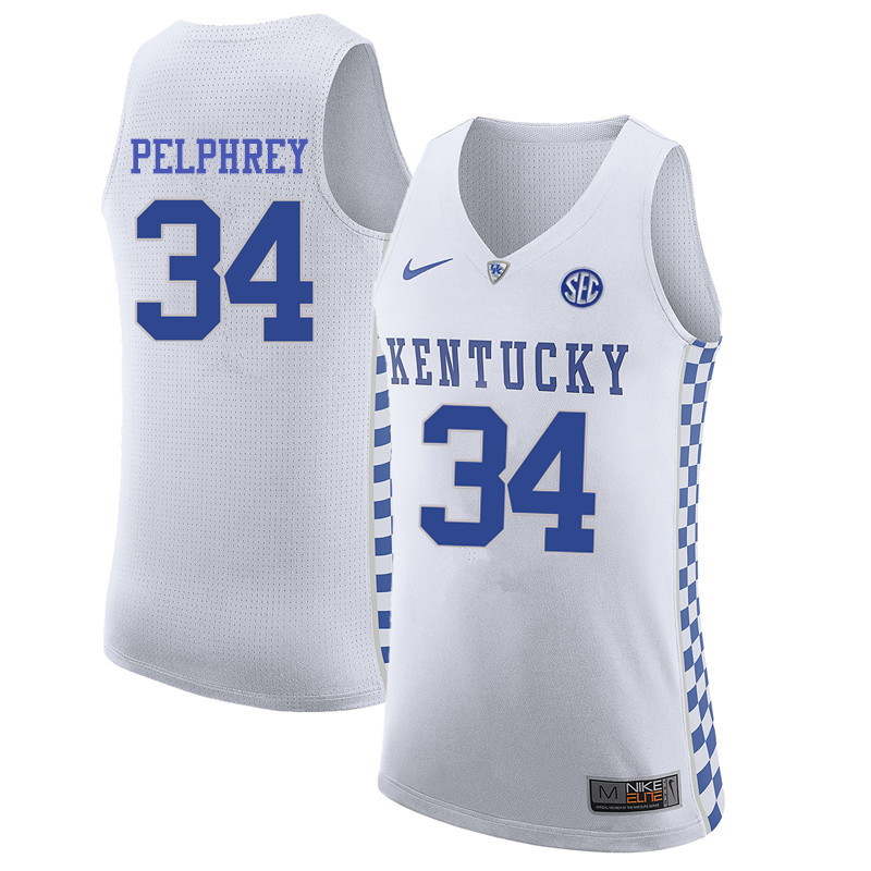 Men Kentucky Wildcats #34 John Pelphrey College Basketball Jerseys-White